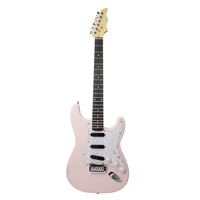 Gitar Elektrik HUASHENG Custom Berkualitas Tinggi Buatan Tangan 39 Inch 6-String ST dengan Pickguard S-S-S, Cat Mutiara Putih untuk Profesional