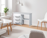 Table de couture pliante multifonctionnelle à 3 étagères réglable et moderne en bois pour meubles de maison et salon