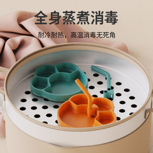 Plato de Comer para Bebé de una Pieza, en Forma de Manzana, de Silicona, Libre de BPA, Bandeja de Alimentación para 0-12 Meses - Product Image 1