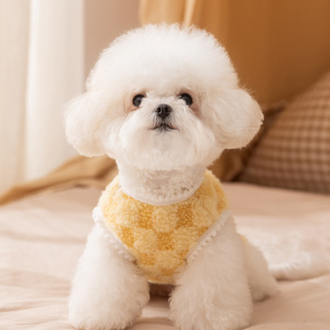 Teddy And Small <b>Dog</b> Cat Fleece <b>Sweater</b> Checkered Yellow Green Winter Autumn Vest Pet Clothes - Product Image 2
