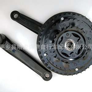 Three Piece Chainring Crankset 42T 34T 24T <b>Plastic</b> Coated Black Bicycle Crank - Product Image 2