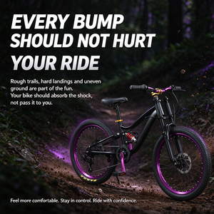 Bicicleta de Montaña Nueva con Suspensión Trasera de 22 Pulgadas para Jóvenes, Bicolor Morado, con Amortiguación y Freno de Disco, de Acero de Alto Carbono - Product Image 6