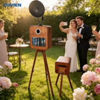 Support en bois pour machine photo d'événements avec écran tactile, anneau lumineux LED et support d'imprimante pour appareil photo reflex numérique