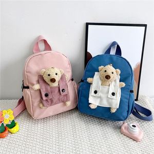 Hot Selling Canvas Cute Bear <b>Small</b> Kids <b>Backpack</b> Kindergarten Children School Bags With Custom Logo - Product Image 3