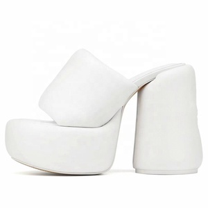 Custom Design Women Puffy Upper High Heels Suede Open Toe Thick Platform <b>Shoes</b> Buckle Strap Anti-Slippery Summer/Winter Dress - Product Image 5