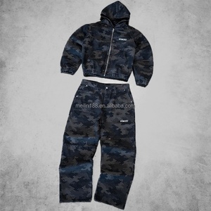Custom <b>Waterproof</b> Camouflage Print Jogger <b>Set</b> Windbreaker <b>Jackets</b> <b>and</b> Baggy Nylon Track Pants Nylon Windbreaker Tracksuit <b>Set</b> - Product Image 1