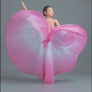 Elegante <span class=keywords><strong>Gonna</strong></span> <span class=keywords><strong>Lunga</strong></span> Bicolore Sfumata per Bambine, Costume da Allenamento per Danza del Ventre e Ballo da Sala - Product Image 6