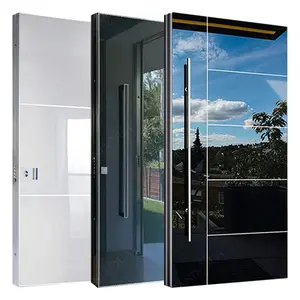 איטלקי מול דלת עיצוב וילה Pivot לביטחון כניסה יוקרה מול Pivot דלת הכניסה מודרנית שחור פורטה אלומיניום Pivot דלת