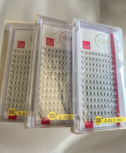 Pestañas Postizas Profesionales Hechas a Mano de Visón Sintético 6D 8D Negro Mate Oscuro, Extensiones de Pestañas 10D 12D 0.07mm C D con Tallo Corto y Largo, 0.05mm en Stock - Product Image 2