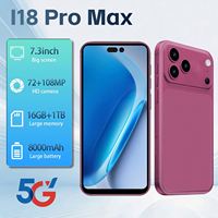 Smartphone Chinois I18 Pro Max 5G Octa Core Triple Caméra 108MP 16Go+1To 8000mAh Charge Rapide Vente Flash Transfrontalière