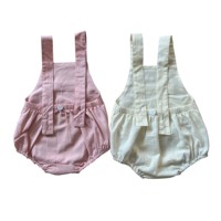 Combinaison d'été en lin pour bébé avec bouton réglable