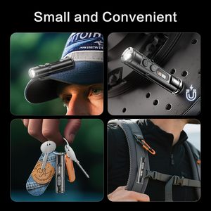 Waiord 500 lumens có thể sạc lại Keychain Đèn Pin Led <span class=keywords><strong>Mini</strong></span> EDC Túi cắm trại đèn pin từ trở lại với Side ánh sáng - Product Image 4