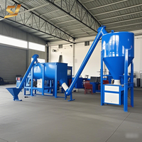 Ligne de production de mortier sec simple avec élévateur à vis, mélangeur principal horizontal, élévateur secondaire, silo de finition et machine d'emballage