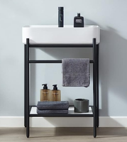 Cadre en acier dans un banc de bassin noir mat Suite minimaliste Appartement Coiffeuse Composant Bureau Vanity Console Hauteur réglable