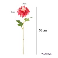 Dahlia buatan tangan dari kain sutra pewarnaan tangan, bunga besar tangkai tunggal, dekorasi meja makan rumah, dekorasi pernikahan.
