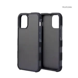 Casing Ponsel Matte TPU Lunak iPhone 12 13 Pro Max SE, Kosong Sublimasi Plastik PC dengan Alur Luar Anti Slip