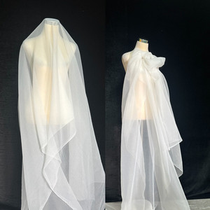 Tissu Organza Froissé de Luxe, Tulle Organza <span class=keywords><strong>Blanc</strong></span> Léger <span class=keywords><strong>et</strong></span> Transparent pour Voile de Mariée, Robe de Mariée Haute Couture - Product Image 1