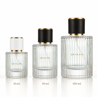 Flacons de parfum vides classiques en verre rayé en forme de cylindre de 30 ml et 50 ml pour emballages de parfums
