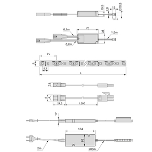 Lynx Premium 5m Kit striscia LED 9.6W IP20 (12V DC) interruttore tecnoplastiche per illuminazione interna 1 Set 5049120 EMUCA - Product Image 3
