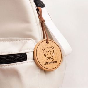 Custom Logo Beech Wooden Pendant Labels Token Personalized <b>Name</b> <b>Tag</b> String-Anti-loss for Backpacks Water Bottles Promotion Gift - Product Image 2