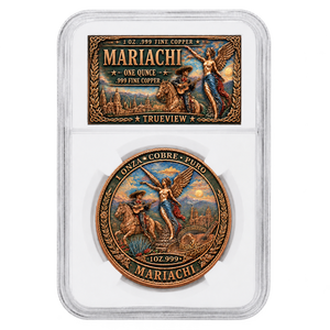 Moneta in Rame Puro .999 da 1 Oz con Rilievo 3D, Medaglia d'Arte Cavaliere Mariachi con Vittoria Alata, Souvenir Città al Tramonto per Collezionisti, Decorazione e Regalo - Product Image 1