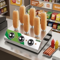 Chauffe-panini et bâtonnets à hot-dogs 6 fers, thermostat réglable, 900W, en acier inoxydable, pour table, maintien au chaud 24h