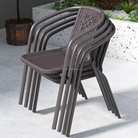Ensemble table et chaises en PVC avec structure en acier, résistant au soleil et durable, mobilier d'extérieur empilable pour jardin, terrasse, bistrot, restaurant
