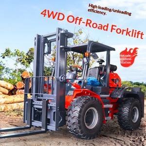 Chariot élévateur à fourche de chantier intégré à quatre roues motrices hydraulique de fabrication 3 T - Product Image 1