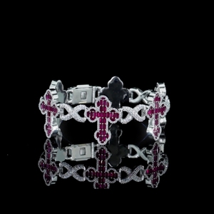 Premium Hip Hop Vvs Moissanite 8mm <b>Infinity</b> Link Cross Cuban Bracelet 925 Sterling Silver Street Bling Moissanite Bracelet - Product Image 1