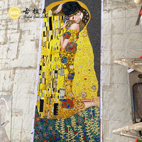 Mosaïque en verre artisanale personnalisée, motif le baiser, murale décorative, parquet mural, carrelage mural pour la décoration intérieure d'hôtels, de maisons et de villas