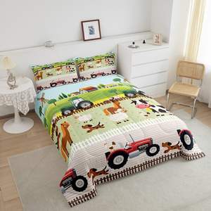 Ensemble <span class=keywords><strong>de</strong></span> literie sur le thème des animaux <span class=keywords><strong>de</strong></span> <span class=keywords><strong>ferme</strong></span> à motifs floraux colorés pour enfants toutes les saisons 300TC ensemble <span class=keywords><strong>de</strong></span> 3 pièces avec housse <span class=keywords><strong>de</strong></span> couette - Product Image 3