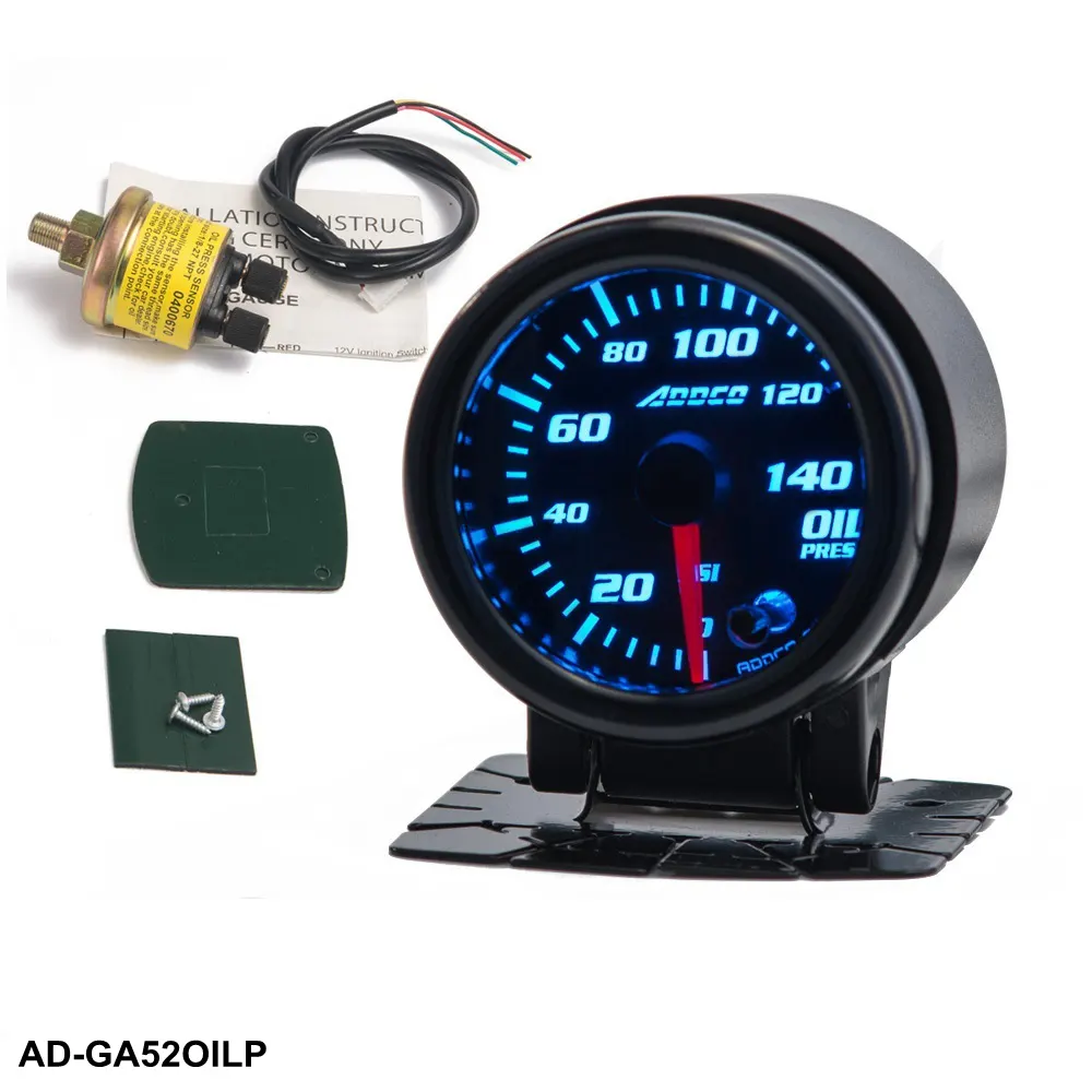 AUTOFAB- 2 "52ミリメートル7 Color LED Smoke Face Car Oil Press Gauge Auto Oil Pressure Meter With SensorとHolder AD-GA52OILP