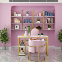 Table à Ongles Rose avec Chaises Station de Manucure pour Salon de Beauté Mobilier Spa Multifonctionnel pour Ongles