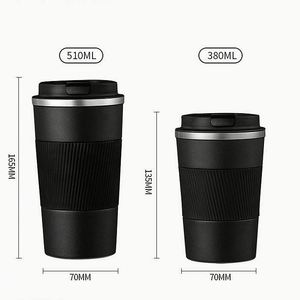 Gobelet isotherme réutilisable en acier inoxydable à double paroi, anti-fuite, 380 ml et 510 ml, avec manchon en silicone, pour café et voyage - Product Image 2