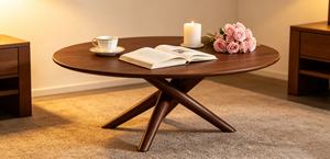 Modern Oval Wood Coffee <b>Table</b> Midcentury Design Living Room Furniture Decorative Piece - Product Image 6
