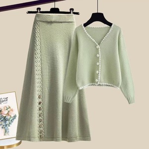 Phụ Nữ Đầu Mùa Hè Phong Cách Giản Dị Màu Xanh Lá Cây Linen Hai Mảnh Thiết Lập Nhẹ Nhàng Hàn Quốc Phù Hợp Với Nút Dài Top Váy Trà Mặc Thoải Mái Rắn - Product Image 1