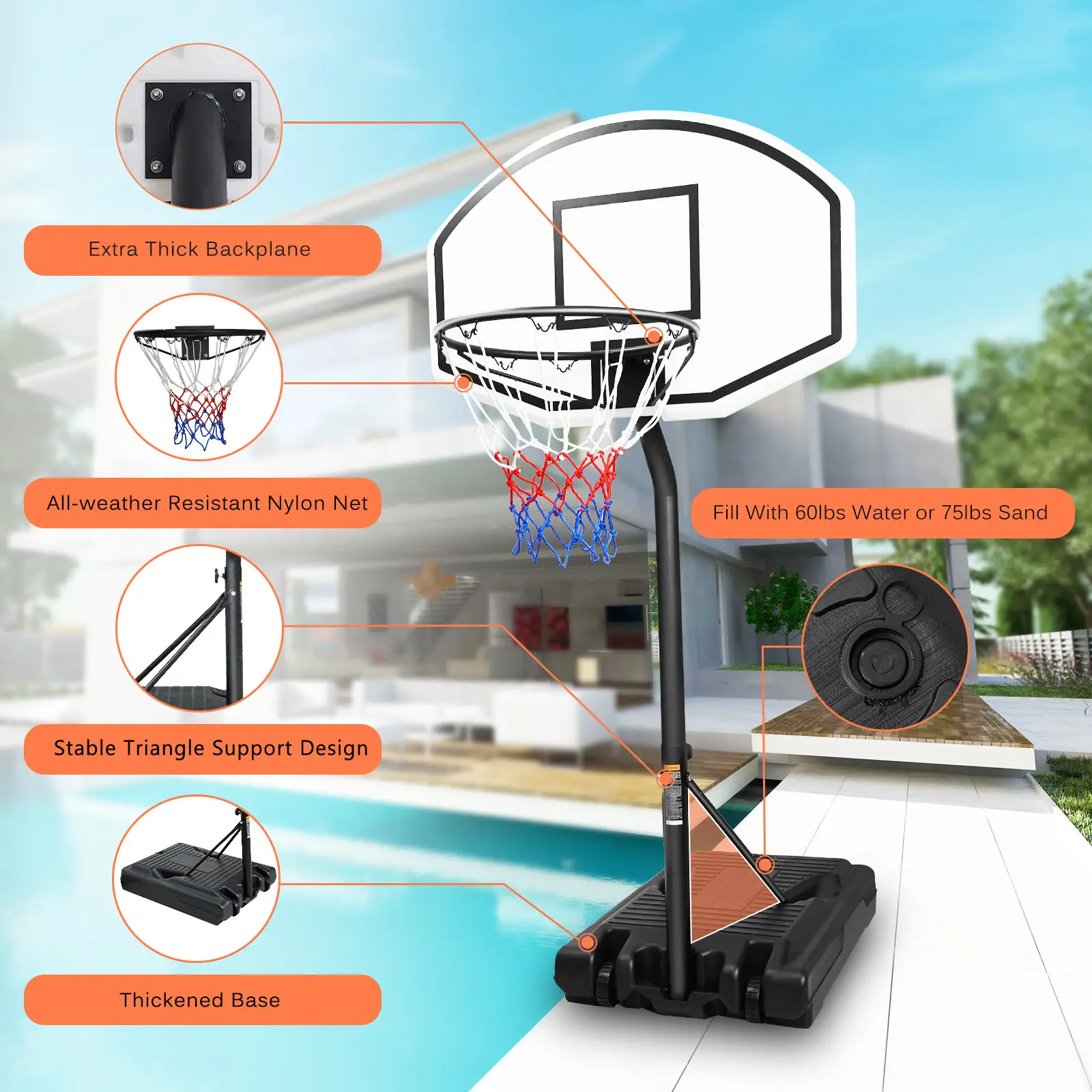 Gli sport acquatici di nuovo stile personalizzano la produzione di canestro da basket a bordo piscina con gioco di pallacanestro in piscina