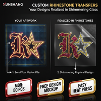 Patch logo thermocollant en strass à motif personnalisé, adhésif haute résistance, lavable, pour vêtements streetwear, accessoires vestimentaires, en gros