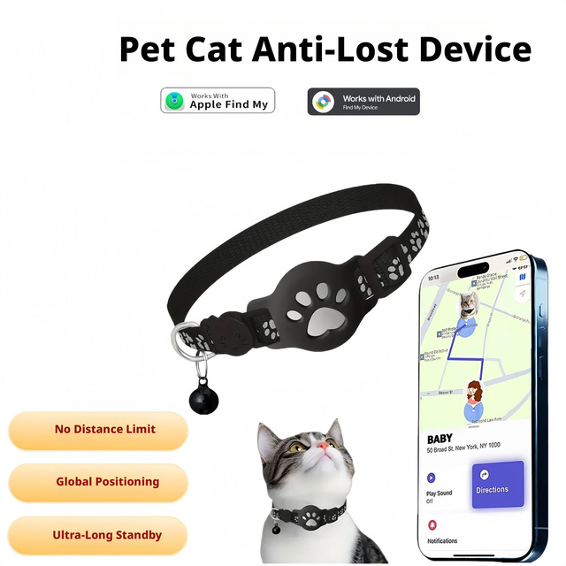 Pet cat locator reflective collar for IOS Android google tracking waterproof anti-loss alarm device CE certification
