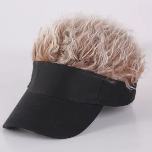Fashion Baseball Caps With Curly Hair Solid Men Novelty Spiked Wigs Sun Visor Hat Adjustable Straps Hair Extensions