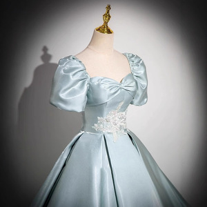 Satin Ball Gown Women Empire Waist Sweetheart Neckline Gray Green Polyester Formal Evening Dress Adult Size 587 - Product Image 2