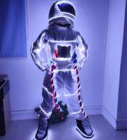 Costumes d'astronaute rechargeables unisexes pour adultes avec vêtements de cosplay de robot à lumière LED pour la décoration de fête prête pour le spectacle de scène
