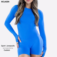 NCLAGEN Combinaison de sport une pièce sans couture à manches longues pour femme, dos nu, pour yoga et fitness
