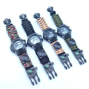 Orologio sportivo impermeabile di <span class=keywords><strong>sopravvivenza</strong></span> all'aperto orologio esterno multifunzionale con flint fischietto braccialetto della bussola - Product Image 6