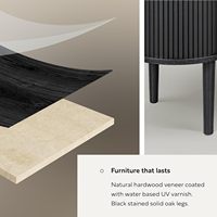 PHOENIX HOME-Meuble TV en Chêne Noir, Étagères de Rangement pour Téléviseurs de 65 à 75 Pouces, Portes de Centre de Divertissement, Table Moderne du Milieu du Siècle