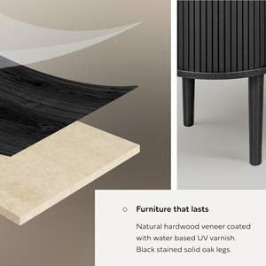 Phoenix שחור בית אלון טלוויזיה לעמוד מדפי אחסון עבור 65-75 \ "tvs מרכז בידור דלתות אמצע המאה מודרנית שולחן טלוויזיה לעמוד - Product Image 4