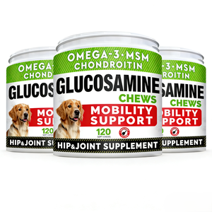 Glucosamine, chondroïtine sulfate et MSM sous forme de friandises molles pour chiens et chats - Soutien à la santé des articulations, renforcement immunitaire, flacons - Product Image 1