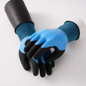 Waterdichte En Slijtvaste <span class=keywords><strong>Latex</strong></span> Handschoenen Blauw <span class=keywords><strong>Latex</strong></span> Volledig Gecoate Handschoenen - Product Image 4