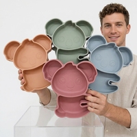 Assiette bébé Pudyroll en silicone de qualité alimentaire avec design à ventouse divisé pour une alimentation facile