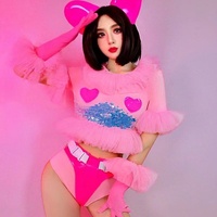 Costumes de scène pour groupe de filles sexy, performance de danse en bar, ambiance interactive en boîte de nuit, spectacle Gogo, rose, mignon, polyester, adultes